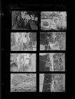 People walking outside; Old farm equipment (8 Negatives), March - July 1956, undated [Sleeve 48, Folder g, Box 10]